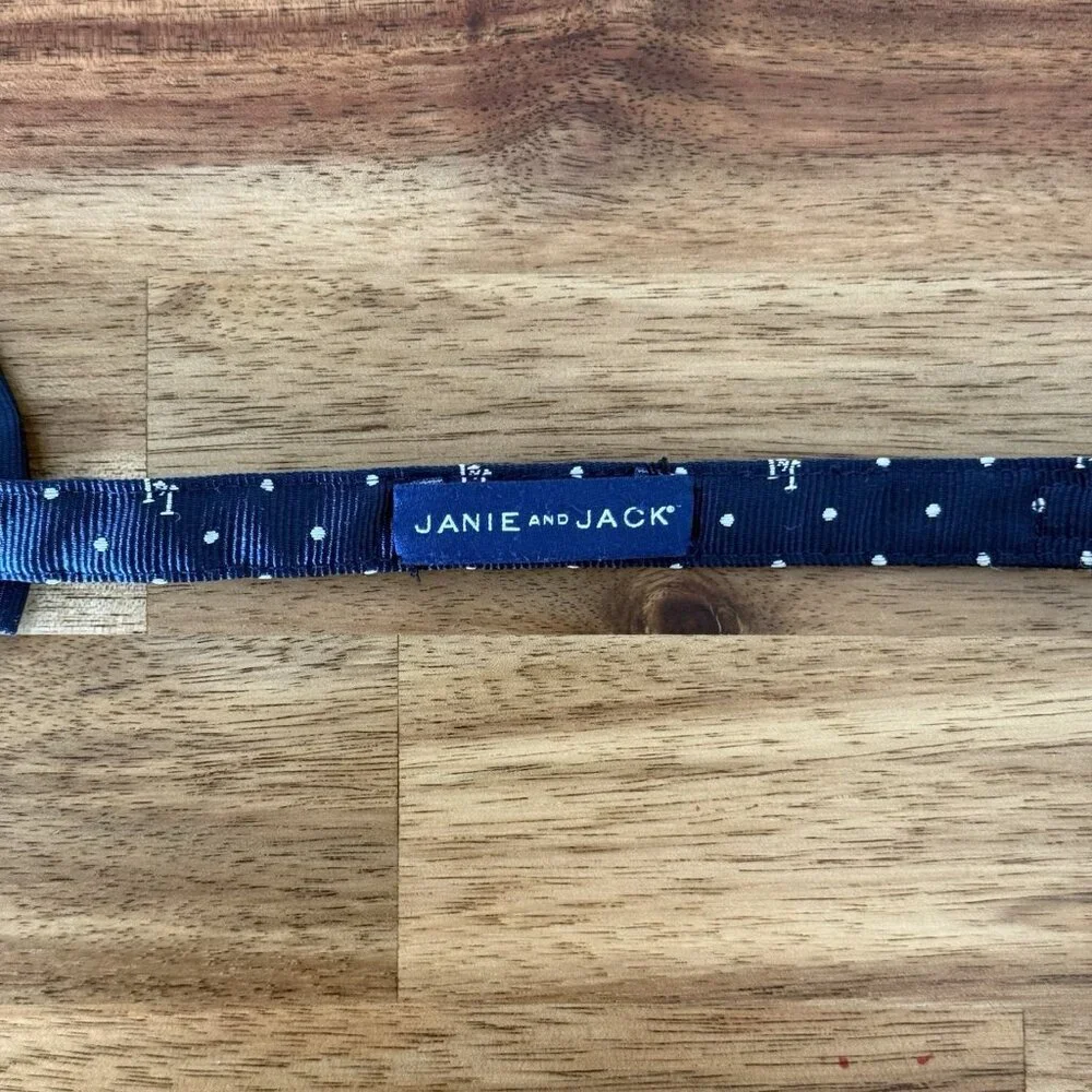 Janie and Jack Bow Tie blue Logo polka‎ dot Infant Toddler Bowtie Classic Preppy